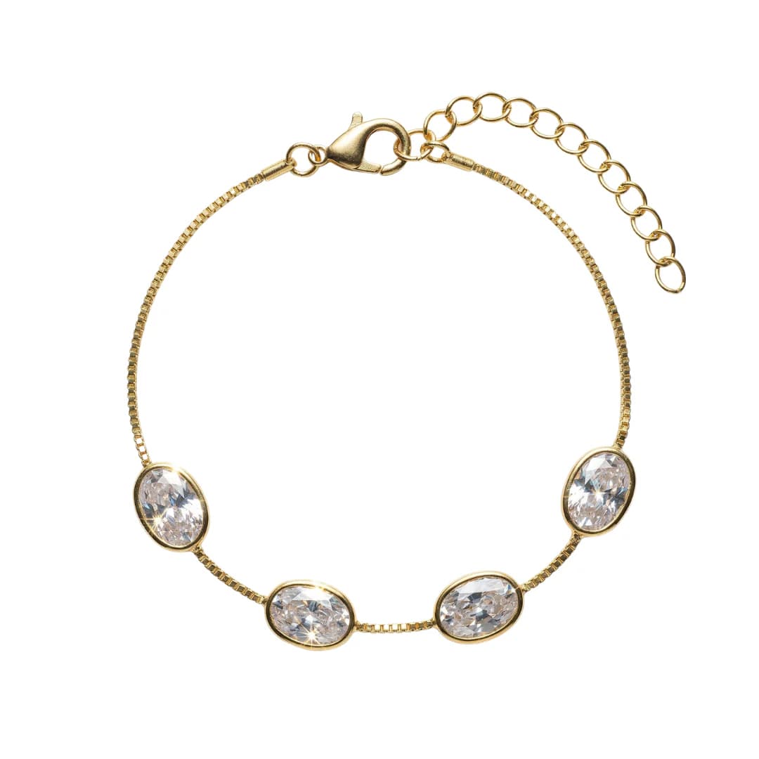 Pulseira Quatro Zircônias Ovais Lola