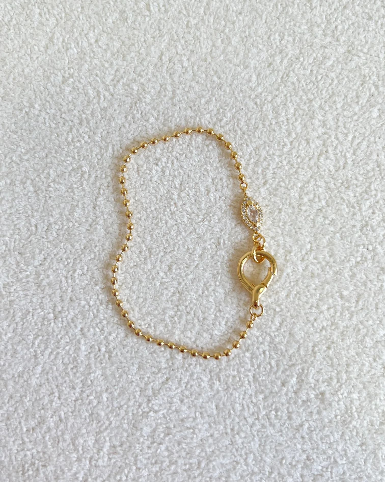 Pulseira Bolinhas Fecho Lagosta Navete 18cm